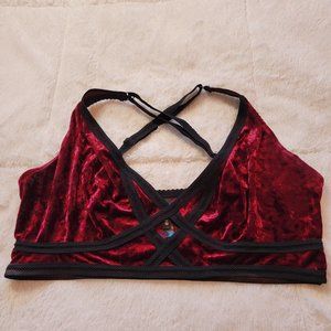 Torrid Velvet Strappy Piping Deep V Bralette Red Size 1